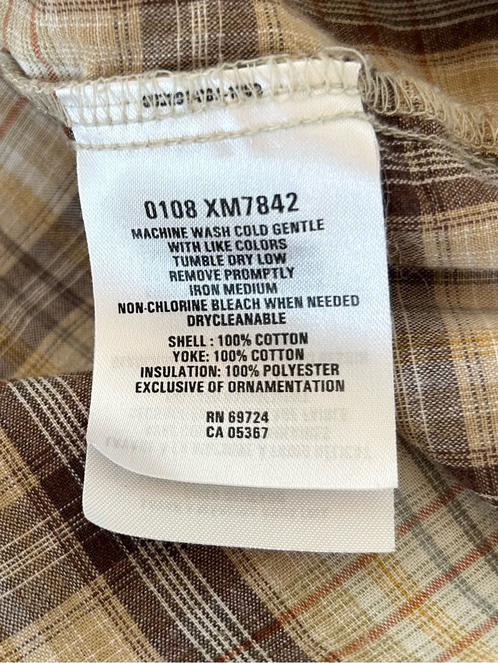 Columbia Men’s Beige and Brown Plaid Short-Sleeve Button-Down Shirt SZ: Med - Picture 5 of 5